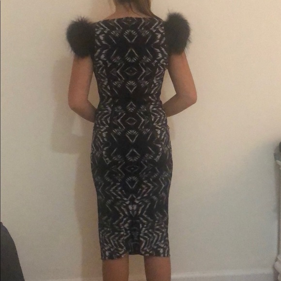 SPORTMAX Bodycon dress with mink & leather trim - Picture 3 of 8